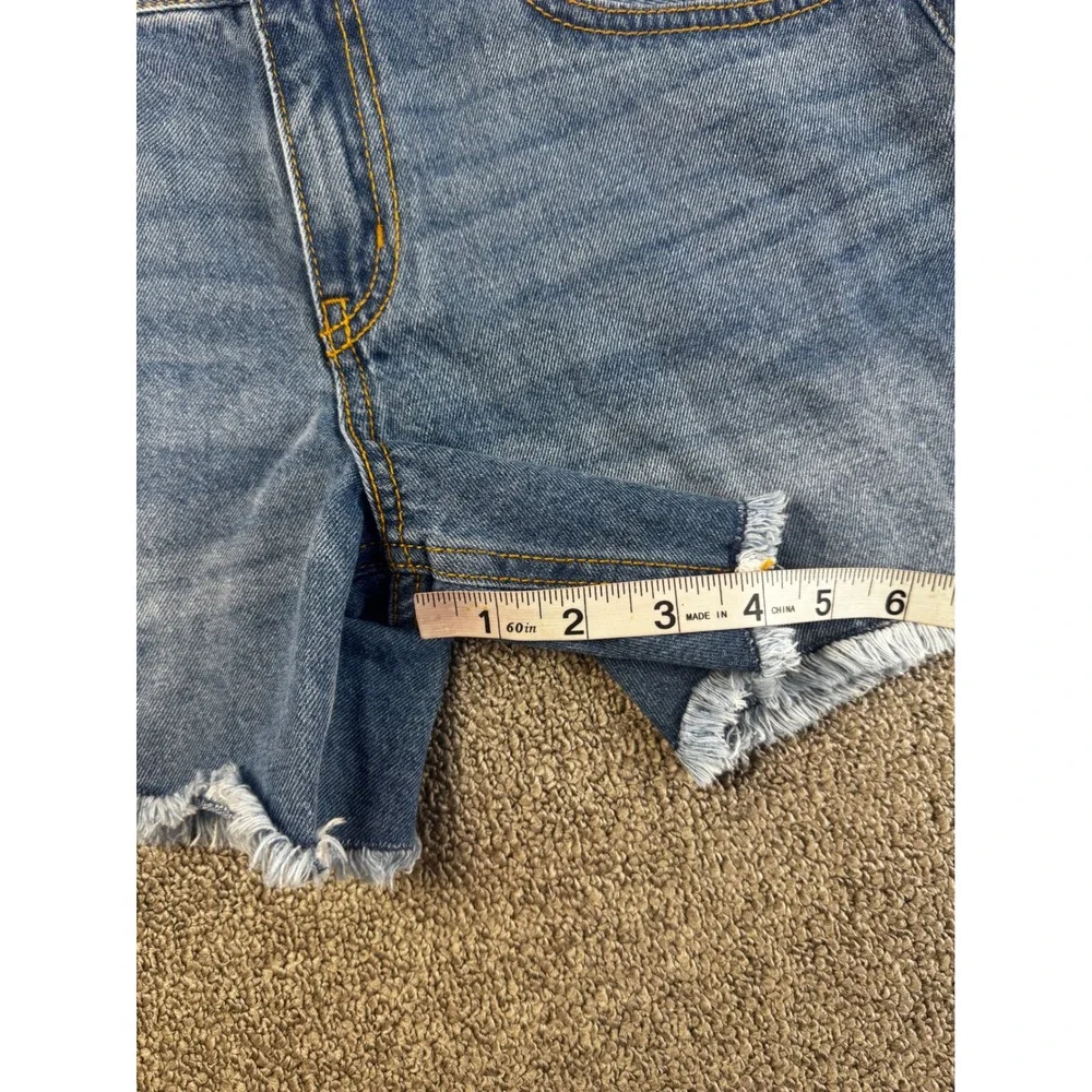 Levi Strauss Signature Shorts Girls Size 14 Blue Denim Midi Raw Hem‎ Adjustable